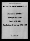 Cauroy-lès-Hermonville. Naissances, mariages, décès, publications de mariage 1853-1862