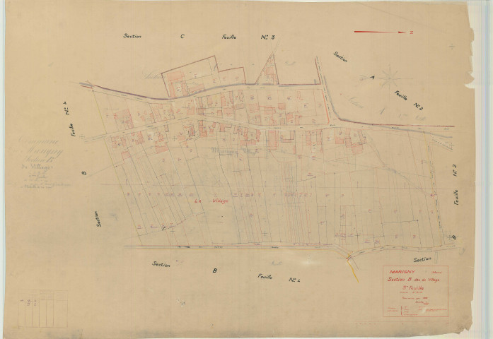 Marigny (51351). Section B3 échelle 1/1000, plan mis à jour pour 01/01/1938, non régulier (papier)