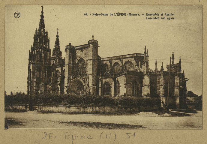 ÉPINE (L'). 69-Notre-Dame de l'Epine. Ensemble et Abside . Ensemble and Apsis. Matougues Édition Artistiques OR Ch. Brunel. [vers 1925] 