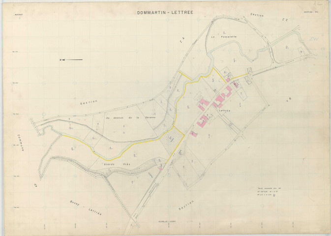 Dommartin-Lettrée (51212). Section AC échelle 1/1000, plan renouvelé pour 1967, plan régulier (papier armé)