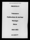 Prouilly. Naissances, publications de mariage, mariages, décès 1843-1852