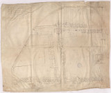 Plan figuratif de la seigneurie du chapitre dans la rue du Bourg-de-Vesle et aux environs de la Madeleine, à Reims (1648), Nicolas La Joye