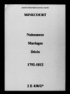 Minecourt. Naissances, mariages, décès 1792-1812