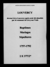 Louvercy. Baptêmes, mariages, sépultures 1757-1792