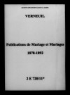 Verneuil. Publications de mariage, mariages 1878-1892