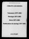 Chigny. Naissances, mariages, décès, publications de mariage 1873-1882