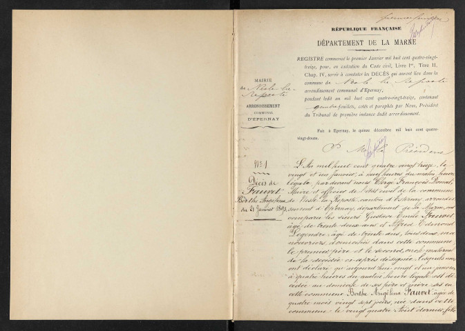 Nesle-la-Reposte. Décès 1893-1929