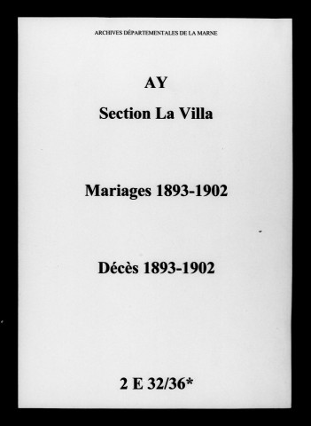 Villa-d'Ay (La). Ay. Mariages, décès 1893-1902
