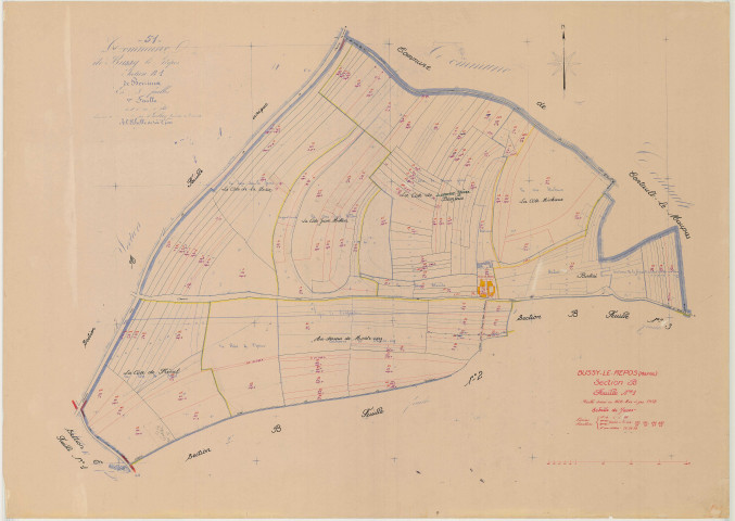Bussy-le-Repos (51098). Section B1 échelle 1/2500, plan mis à jour pour 1958, plan non régulier (papier)