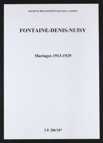 Fontaine-Denis-Nuisy. Mariages 1913-1929