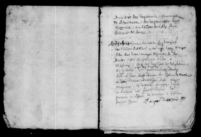 Magneux. Baptêmes, mariages, sépultures 1672