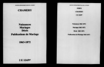 Chamery. Naissances, mariages, décès, publications de mariage 1863-1872