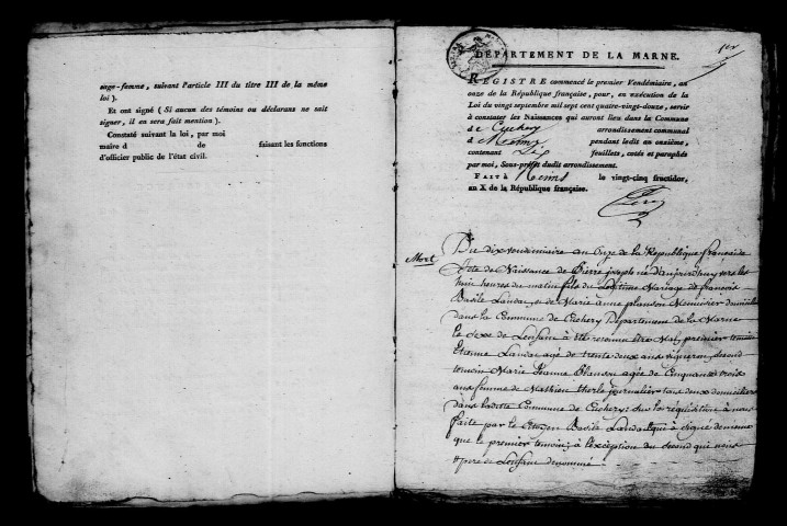 Cuchery. Naissances an XI-1812