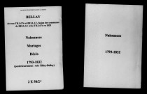 Bellay. Naissances, mariages, décès 1793-1832