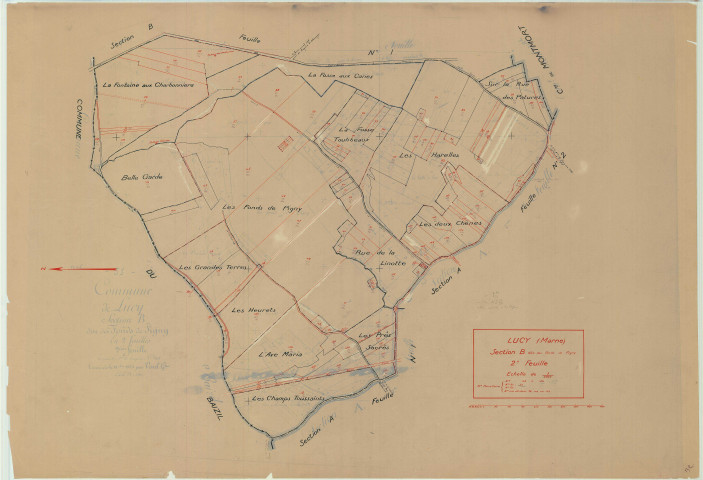Montmort-Lucy (51381). Section B2 échelle 1/2500, plan mis à jour pour 01/01/1933, non régulier (papier)