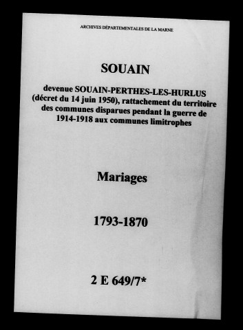 Souain. Mariages 1793-1870