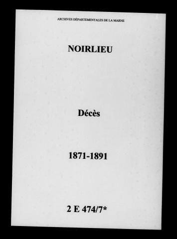 Noirlieu. Décès 1871-1891