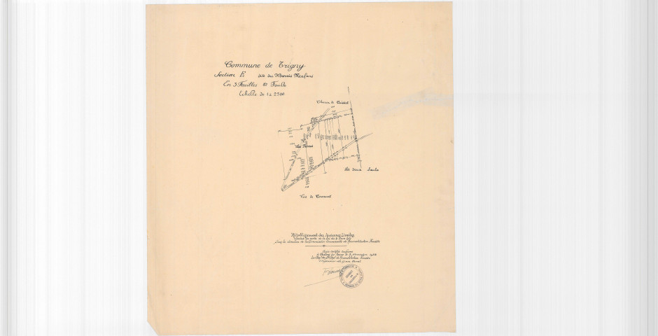 Trigny (51582). Section E échelle 1/2500, plan mis à jour pour 1932, plan non régulier (papier).