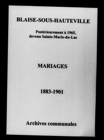 Blaise-sous-Hauteville. Mariages 1883-1901