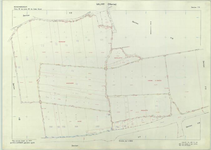 Valmy (51588). Section YS échelle 1/2000, plan remembré pour 1979, plan régulier (papier armé)