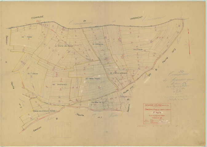 Somme-Yèvre (51549). Section A3 échelle 1/2500, plan mis à jour pour 1945, plan non régulier (papier)