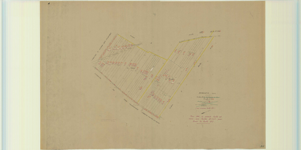 Val-des-Marais (51158). Morains (51383). Section B2 2 échelle 1/2000, plan mis à jour pour 1948 (ancienne section B2 2e partie), plan non régulier (papier)