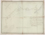 Plan du terrain qui forme contestation pour les limites des terroirs entre les communautés de Belval, Cuchery et la Neuville aux Larris, 1791.