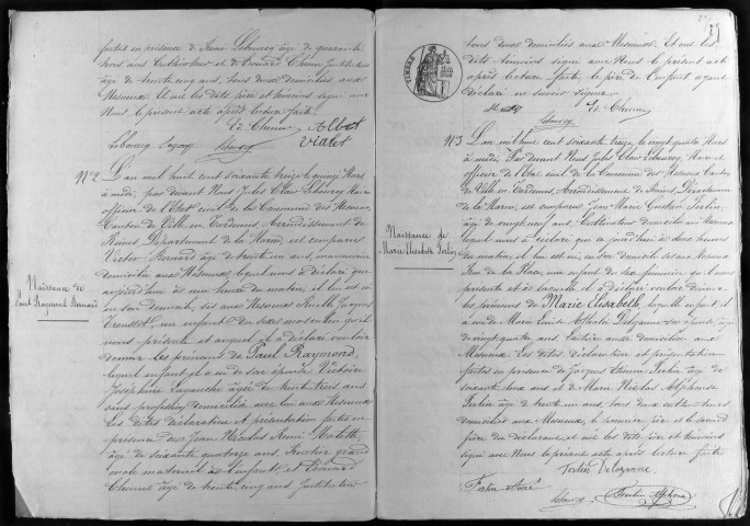 Mesneux (Les). Naissances, mariages, décès, publications de mariage 1873-1882