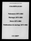 Champfleury. Naissances, mariages, décès, publications de mariage 1873-1882