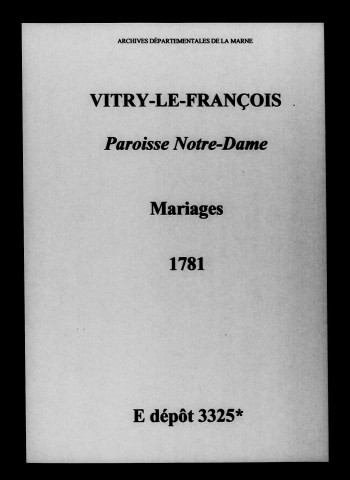 Vitry-le-François. Notre-Dame. Mariages 1781