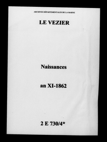 Vézier (Le). Naissances an XI-1862