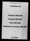 Champillon. Naissances, mariages, décès, publications de mariage 1883-1892