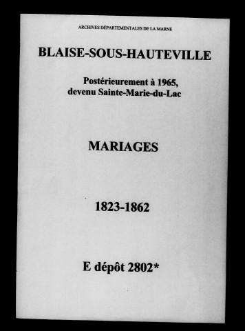 Blaise-sous-Hauteville. Mariages 1823-1862
