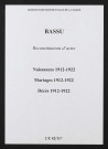 Bassu. Naissances, mariages, décès 1912-1922 (reconstitutions)