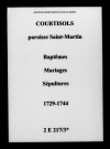 Courtisols. Saint-Martin. Baptêmes, mariages, sépultures 1729-1744