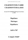 Charmontois-le-Roi. Baptêmes, mariages, sépultures 1693-1707