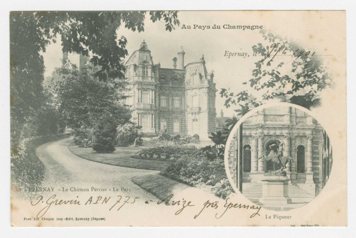 ÉPERNAY. Au Pays du Champagne. 8. Épernay. Le château Perrier. Le Parc. Le Piqueur.
