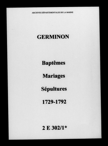 Germinon. Baptêmes, mariages, sépultures 1729-1792