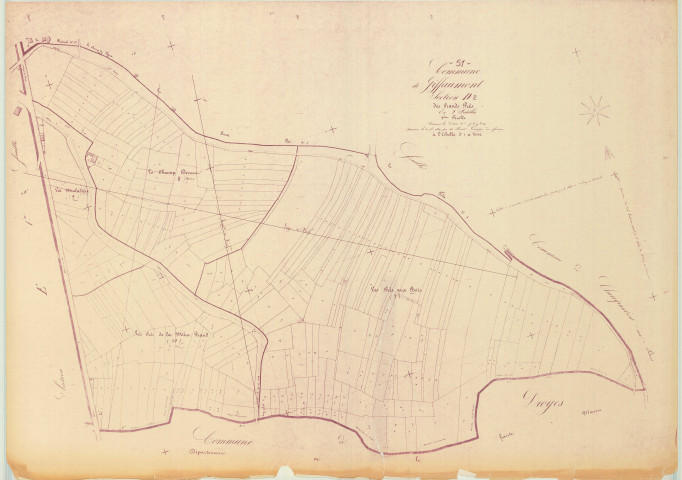 Giffaumont-Champaubert (51269). Section 269 D2 échelle 1/2000, plan napoléonien sans date (copie du plan napoléonien), plan non régulier (papier)