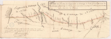Plan des limittes des seigneuries et dixmage de Nesle et des seigneuries de Montmergi, Comblizy et de l'Hôtel Dieu de Soissons, 5 août 1767.