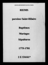 Reims. Saint-Hilaire. Baptêmes, mariages, sépultures 1775-1781