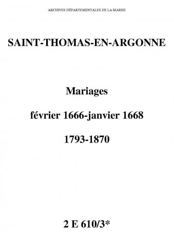 Saint-Thomas. Mariages 1666-1870