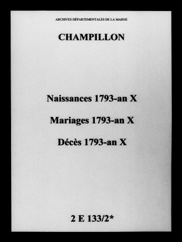 Champillon. Naissances, mariages, décès 1793-an X