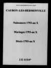 Cauroy-lès-Hermonville. Naissances, mariages, décès 1793-an X