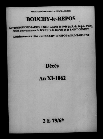 Bouchy-le-Repos. Décès an XI-1862