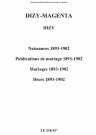 Dizy-Magenta. Naissances, publications de mariage, mariage, décès 1893-1902