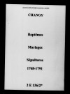 Changy. Baptêmes, mariages, sépultures 1768-1791