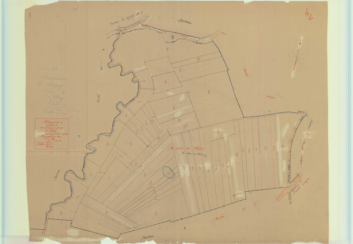 Bligny (51069). Section A2 échelle 1/1000, plan mis à jour pour 1933, plan non régulier (papier).