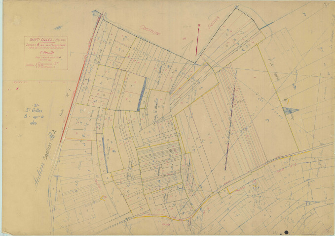 Saint-Gilles (51484). Section B1 échelle 1/1250, plan mis à jour pour 1936, plan non régulier (papier).