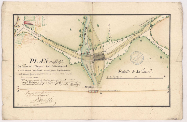 Plan et profil du pont de Bergère sous Montmirail, 1768.